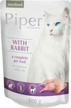 Dolina Noteci Piper Sterilised Nasses Katzenfutter für Katze in Beutel mit Kaninchen 4x100gr