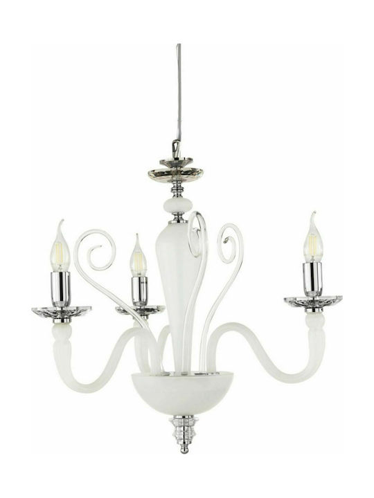 Ondaluce Chandelier Candlestick 3xE14 White 50cm LP.DEBUSSY/3