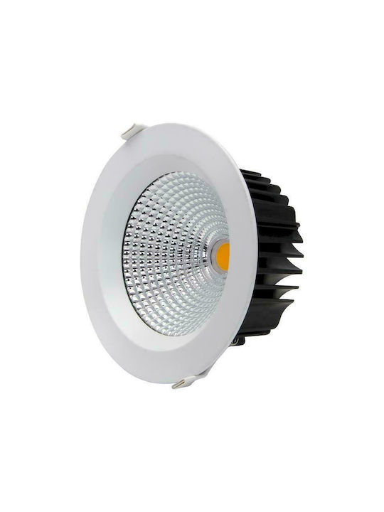 Geyer Round Metallic Recessed Spot with Integrated LED and Natural White Light 18W 2070lm White 14.5x14.5cm.