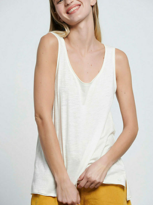 Funky Buddha Women's Cotton Blouse Sleeveless Off White