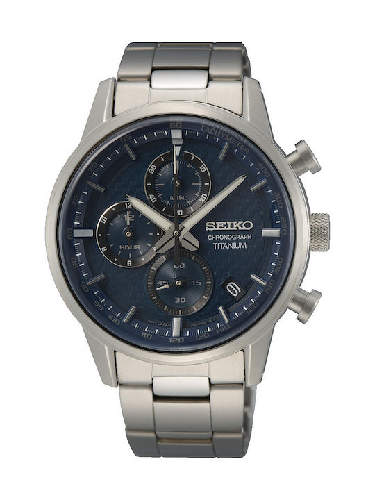 Seiko Ceas Bărbați 41.6mm Cronograf Baterie cu Brățară Din Metal Gri