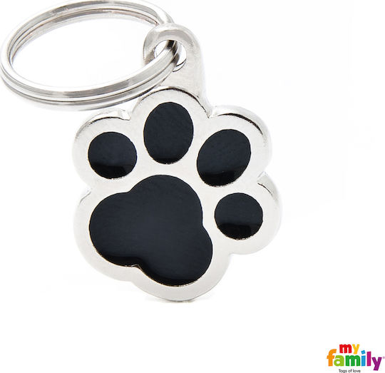 My Family Classic Paw Large Идентификационен знак за куче Лапа Черен Метал
