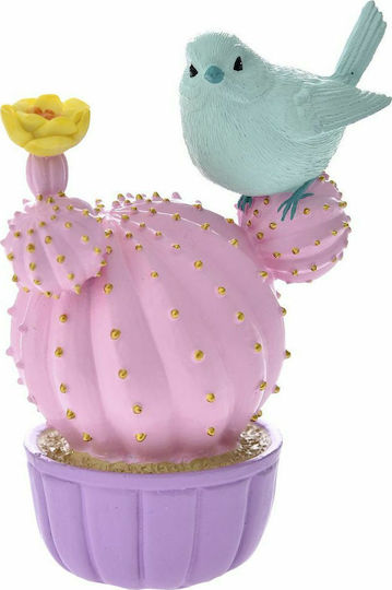 Iliadis Decorative Bird made of Plastic Cactus With Blue Bird 10x7x13cm 1pcs