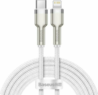 Baseus Cafule Metal Împletit USB-C la Cablu Lightning 20W Alb 2m (CATLJK-B02)