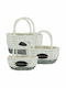 Marhome Set of Decorative Baskets Straw with Handles White-Grey 3pcs