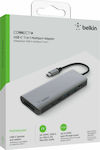Belkin Connect 7-in-1 USB-C Docking Station με HDMI 4K PD Γκρι