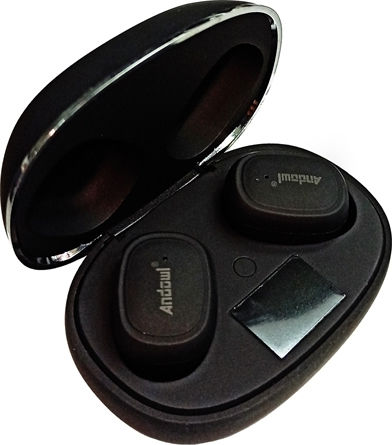 Andowl Q-A253 In-Ear Bluetooth-Freisprecheinrichtung Kopfhörer mit Ladeetui Schwarz