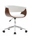 Swivel Visitor Armchair with Wheels Λευκό 59.5x58x66cm