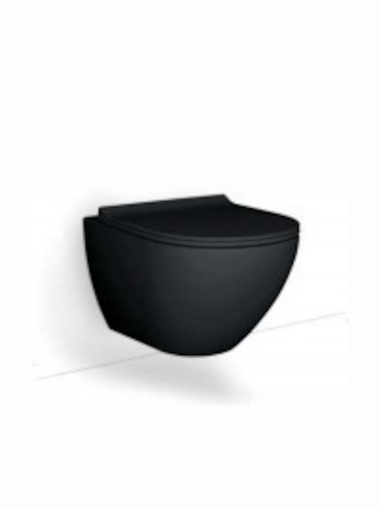 Bianco Ceramica Remo Rimless Wall-Mounted Toilet that Includes Slim Soft Close Cover Black
