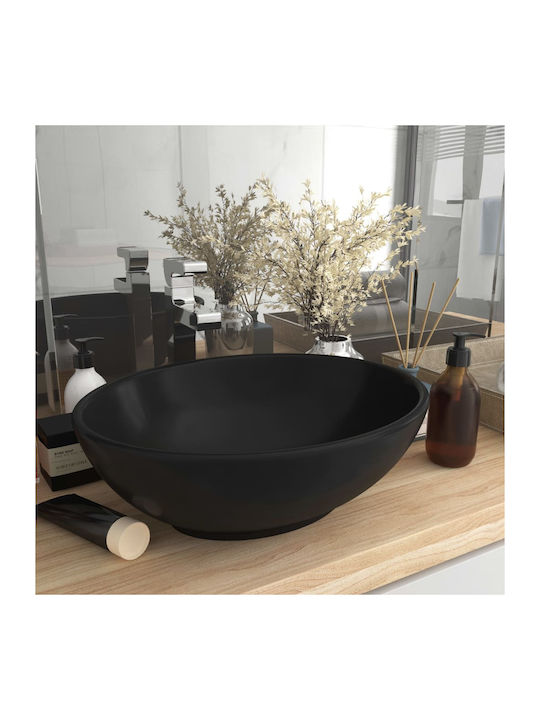 vidaXL Vessel Sink Ceramic 40x33x13.5cm Black