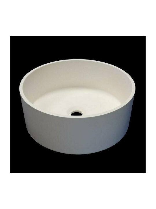 S19 Solid Surface Deasupra Blatului Chiuvetă din Material Sintetic 40x40x15cm Alb