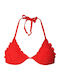 Pepe Jeans Triangle Bikini Top with Ruffles Susan Red