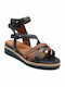 Women's Leather Ankle Strap Platforms Navy Blue