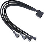 De Tech 4-Pin Molex female - 4x 4-Pin pwm male Cable 0.3m Μαύρο (18322)