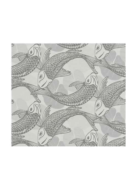 Wallpaper Fishes Vinyl Gray L1005xW53cm Washable