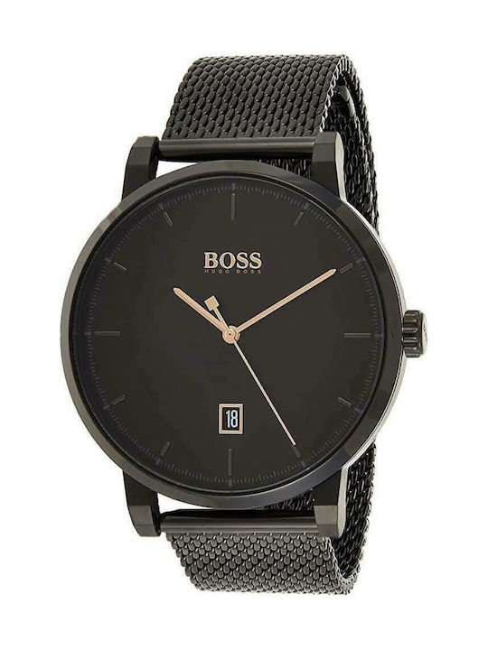 Hugo Boss Ρολόι Confidence Mesh με Μεταλλικό Μπρασελέ σε Μαύρο χρώμα