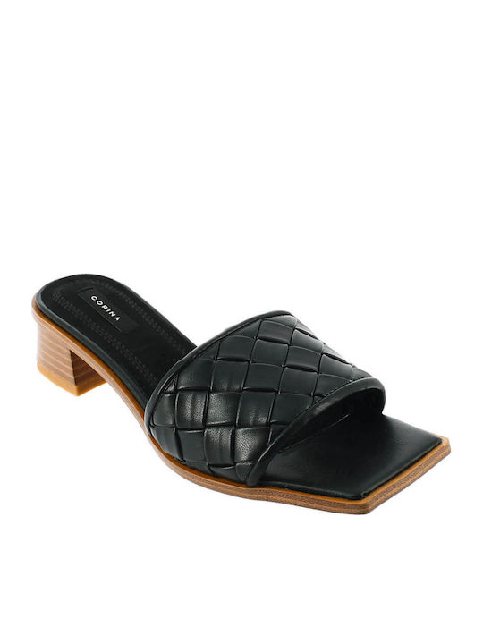 IQ Shoes Mules with Chunky Low Heel in Black Color