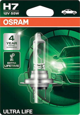 Osram Λάμπα Αυτοκινήτου Ultra Life H7 Αλογόνου 12V 55W 1τμχ