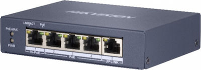 Hikvision DS-3E0505HP-E Unverwaltet L2 PoE+ Switch mit 4 Ports Gigabit (1Gbps) Ethernet