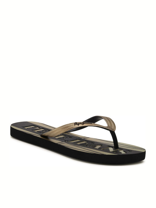 Pepe Jeans Rake Emi Slides σε Χρυσό Χρώμα