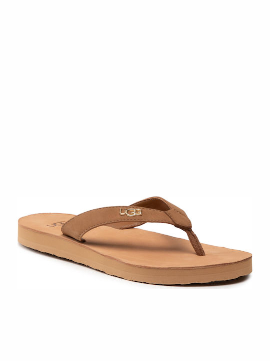 UGG Tawney Δερμάτινα Γυναικεία Σανδάλια Καφέ