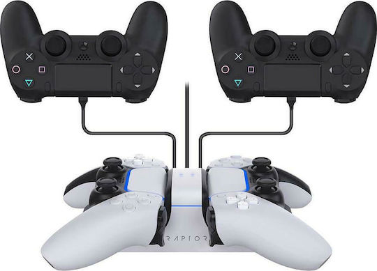 Raptor Dual Charging Dock Charging Station for 2 controllers PS4 / PS5 White