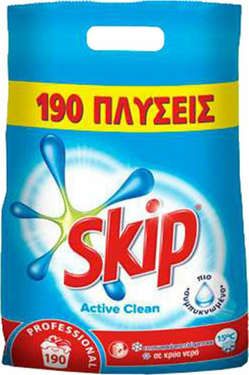Skip Active Clean Επαγγελματικό Απορρυπαντικό Ρούχων σε Σκόνη 12.35kg (190 Μεζούρες)