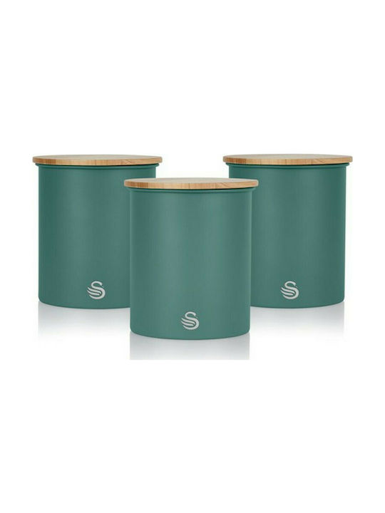 Swan Nordic Vase Brown / Sugar / Tea with Lid Metallic In Green Colour 1800ml 3pcs