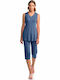 Vamp Women's Pyjama Set Cotton Blue