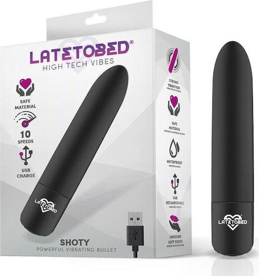LateToBed Shoty Vibrator Bullet 10cm Black