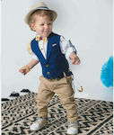 Bonito Boys Baptism Suit with Vest 19105 5pcs Blue