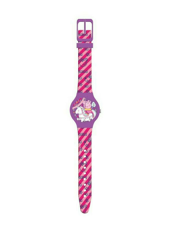 Diakakis Kids Analog Watch Peppa Pig with Rubber/Plastic Strap Fuchsia