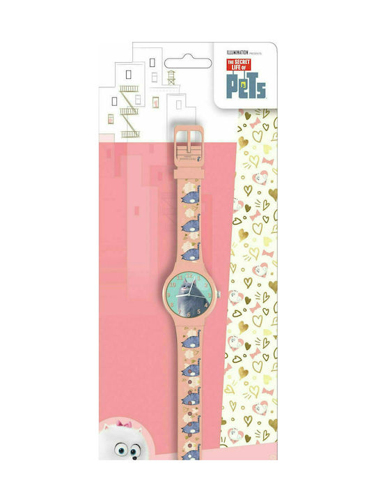 Pets Kinder Analoguhr mit Kautschuk/Plastik Armband Rosa