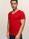 Bodymove Herren T-Shirt Kurzarm mit V-Ausschnitt Rot