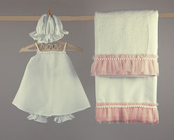 O nounos Christening Oilcloths Set White-Pink 5pcs