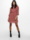 Only All Day 3/4 Sleeve Mini Dress with V Neck Red Print , Regular Fit