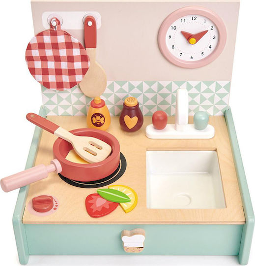Tender Leaf Toys Children's Kitchen Wooden Portable Kitchen made of Wood 11pcs