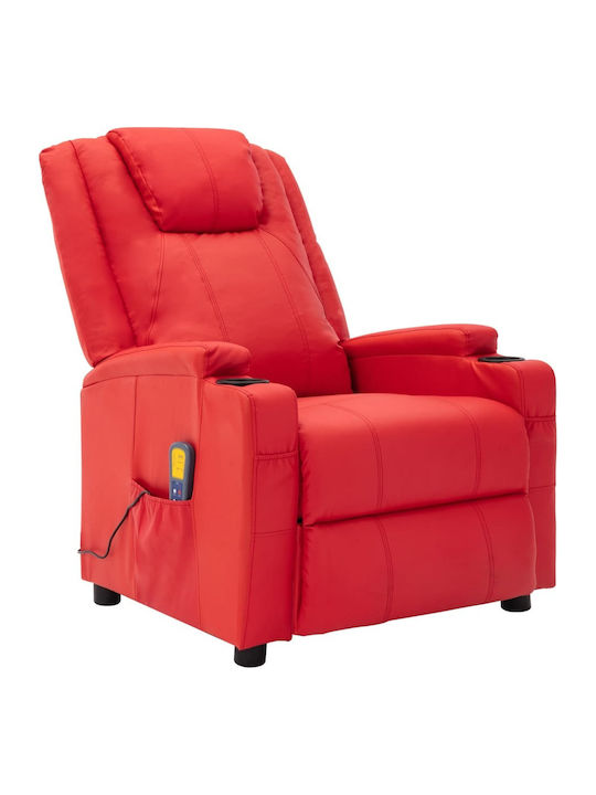 Πολυθρόνα Relax Massage από Δερματίνη Κόκκινο 75x88x106cm
