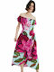 Desigual Arles Maxi Καλοκαιρινό All Day Φόρεμα Off-Shoulder Floral