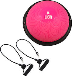 Liga Sport BBS-R Μπάλα Ισορροπίας με Λάστιχα Ροζ Ύψους 17cm με Διάμετρο 46cm
