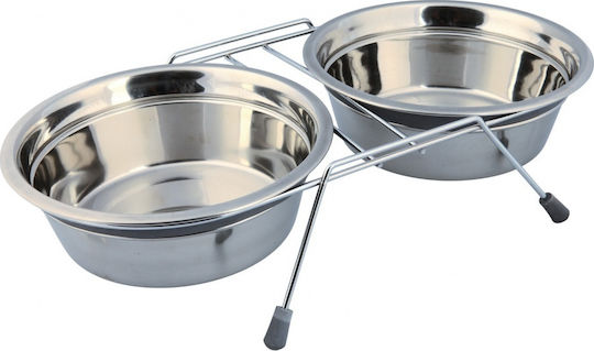 Trixie Eat On Feet Edelstahl Schalen Futter & Wasser für Hund & Katze auf Basis von 2x 1.5lt 21cm in Silber Farbe