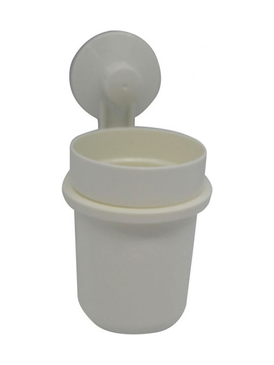 Ankor Plastic Cup Holder Wall Mounted with Suction Cup White