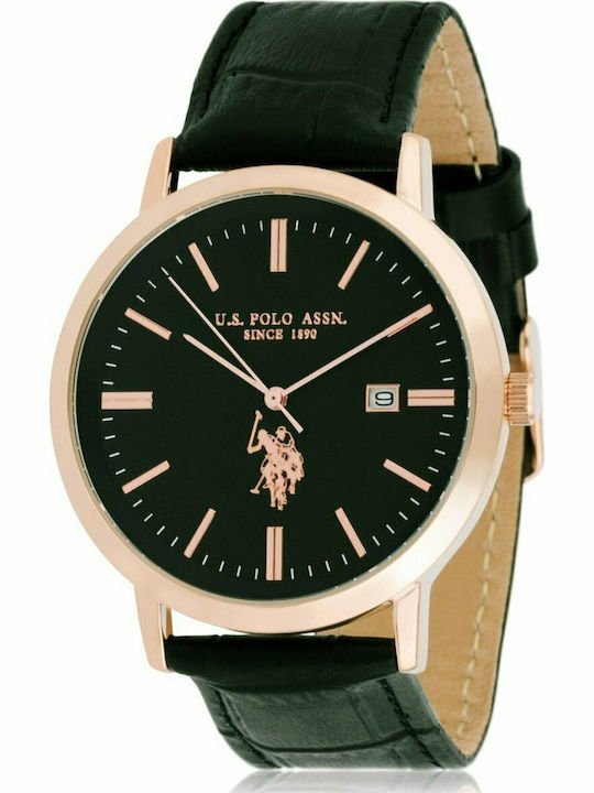 U.S. Polo Assn. Oliver Ανδρικό Ρολόι 40mm Μπαταρίας με Πράσινο Δερμάτινο Λουράκι