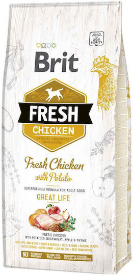 Brit Fresh Chicken with Potato Great Life 12kg Dry Food for Adult Dogs with Chicken and Potatoes