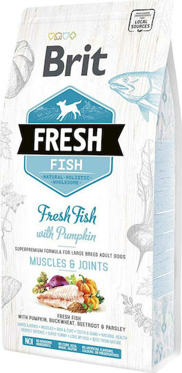 Brit Fresh Fish Muscles & Joints 2.5kg Hrană Uscată pentru Câini Adulţi de Rase Mari cu Pește și Dovleac