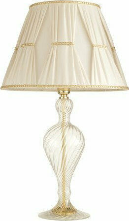 Ondaluce Glass Table Lamp for Socket E27 with Beige Shade and Transparent Base