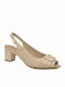 Piccadilly Anatomic Leather Peep Toe Beige Medium Heels with Strap