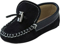 Gorgino Navy Blue Baptism Leather Soft Sole Moccasins