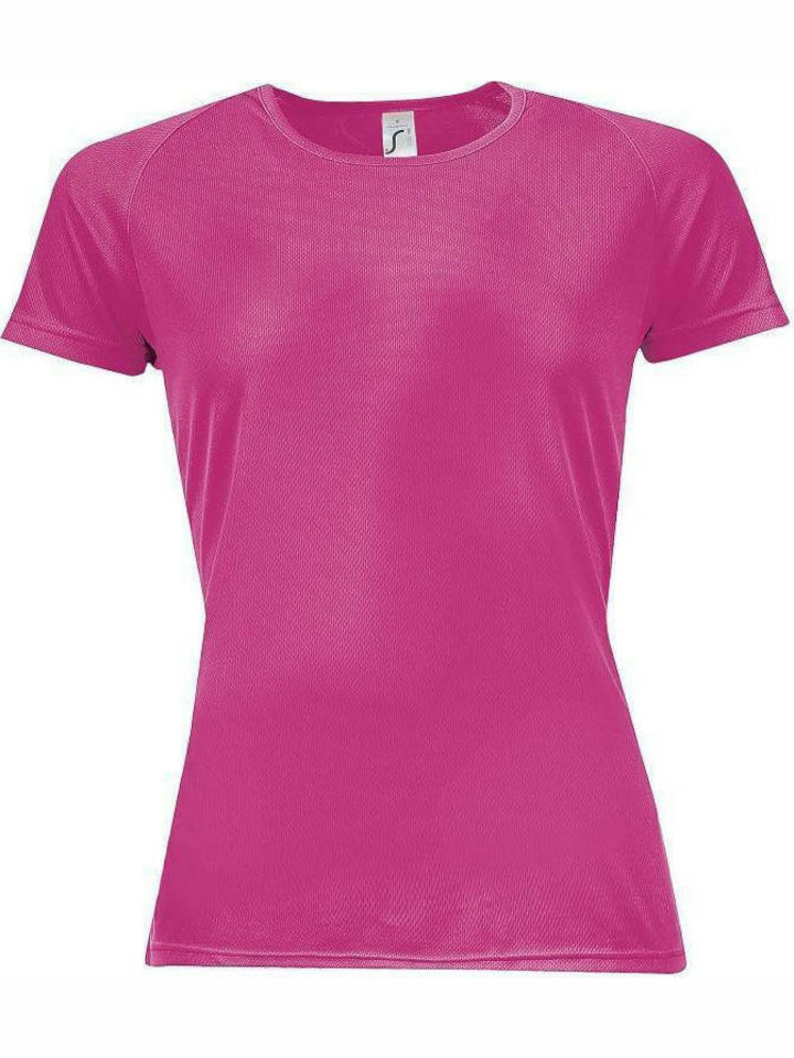Sol's Sporty Γυναικείο Διαφημιστικό T-shirt Κοντομάνικο Neon Pink