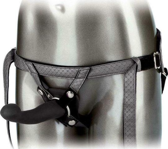 Calexotics The Royal Vibrating Set Crotchless Strap On Plus Vibrating Probe Harness με Dildo 16.5cm και Δόνηση σε Μαύρο Χρώμα